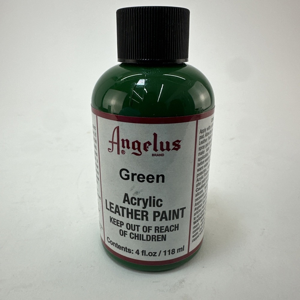 Angelus Green Acrylic Leather Paint 4oz Used Sneaker Shoe Custom Paint